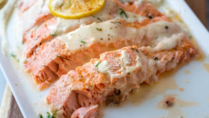 Swedish Oven-baked Salmon with Caviar Sauce